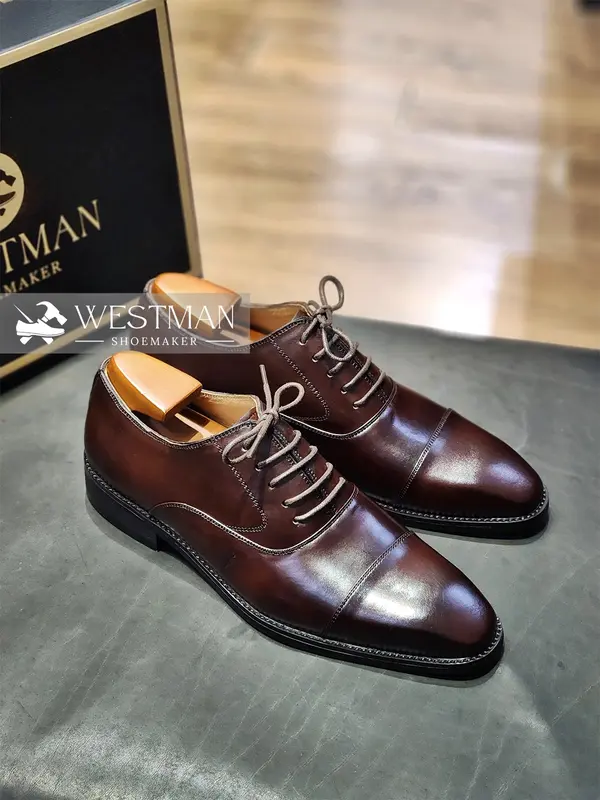 Giày Da Nam Oxford Captoe Westman W0001CS - Màu Nâu Đậm Patina Handmade 4