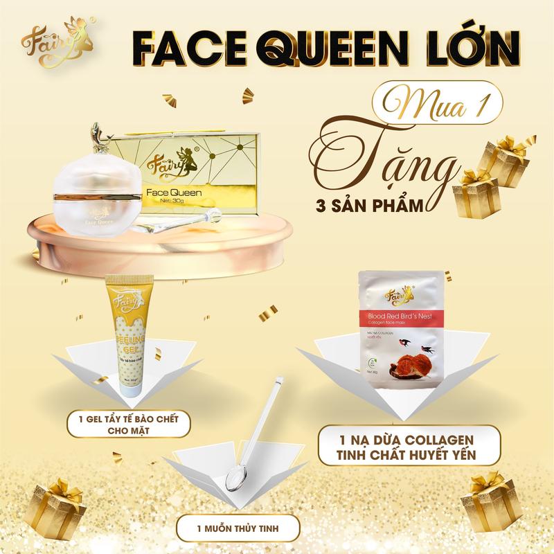 KEM FACE QUEEN (Hộp Lớn) "Tặng 1 Tẩy TBC, 1 Nạ dừa Collagen Huyết Yến, 1 muỗng thủy tinh" FAIRY ETERNAL WHITE Làm Đẹp Da