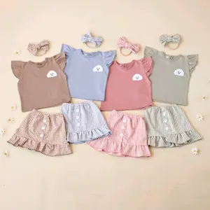 Setelan bayi Tasya bahan katun knit bonus headband 0-12 bulan