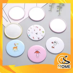 BISA COD F498 Cermin Bulat Karakter Kaca Cermin Make Up Mini Travelling Motif