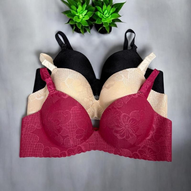 Combo 3 Áo Lót Su Gấm Thái Đệm 3 Phân Thông Hơi Thoáng Mát Không Gọng Fom Cánh Tiên Ôm Trọn V1 - Bra Nữ Nhung Voi Women