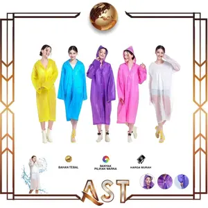 Jas Hujian Korea Tebal Motif Polos Raincoat Full Colour Biru Pria Putih Pink