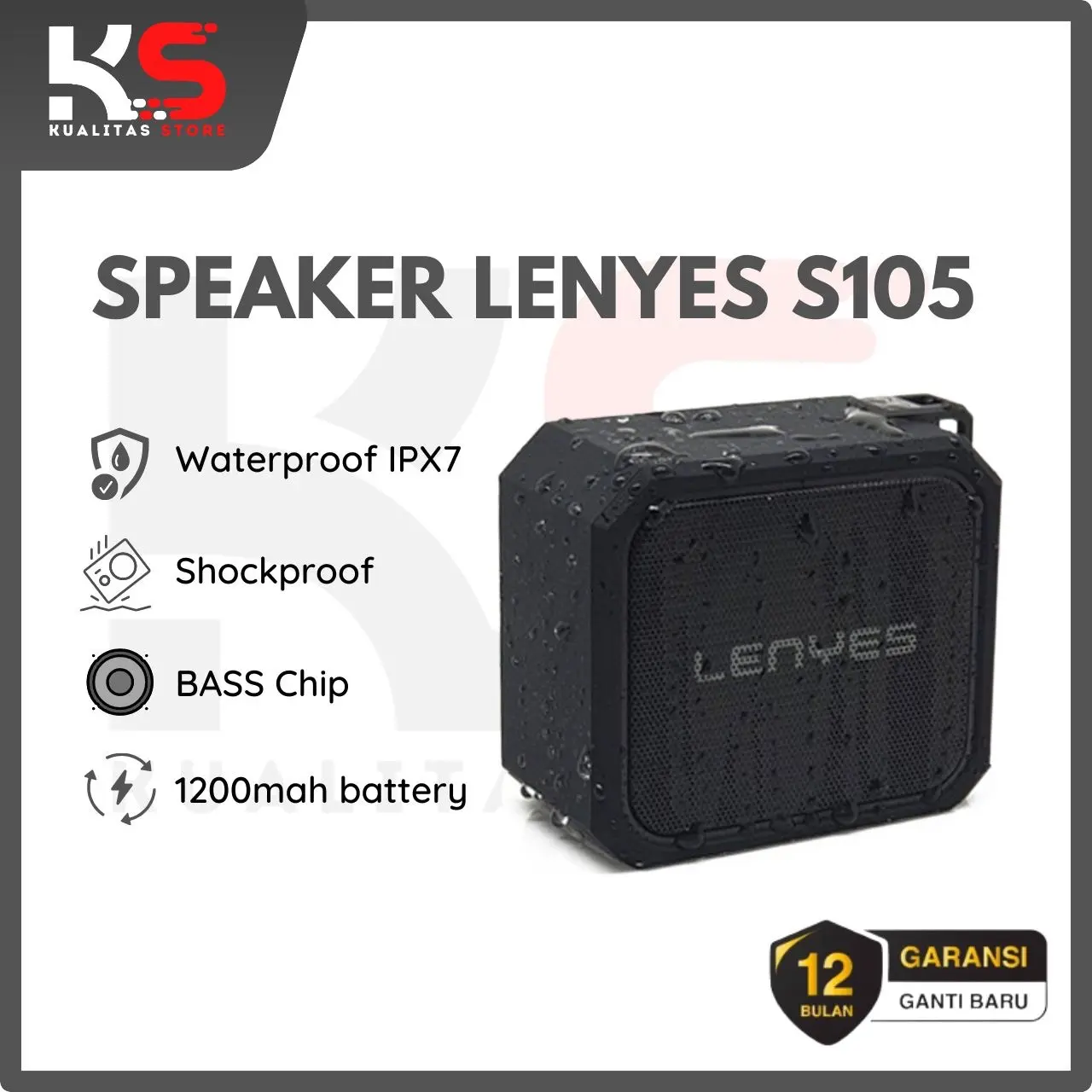 Speaker LENYES Bluetooth Portable S105 Waterproof IPX7 Extra Bass Speakers Wireless