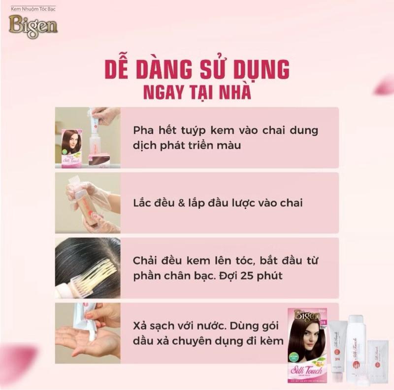 Product Introduction of ￼Thuốc Nhuộm Tóc Phủ Bạc Bigen Silk Touch Dạng Kem, Thuốc Nhuộm Thảo Dược Dưỡng Tóc Dài Và Dày 135ml 34