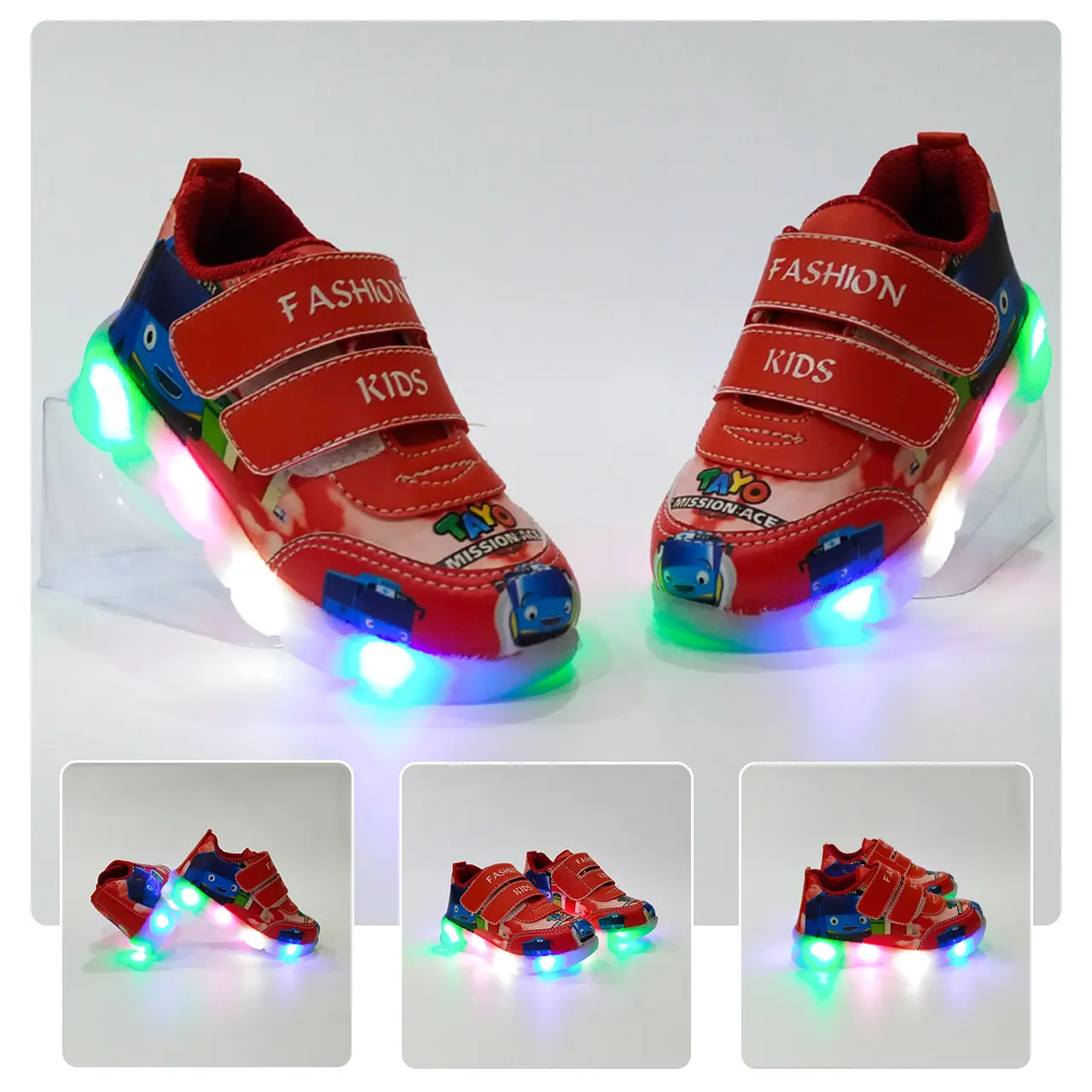 SEPATU LED ANAK LAKI MOTIF TAYO NYAMAN  TERBARU KARAKTER KARTUN fashion