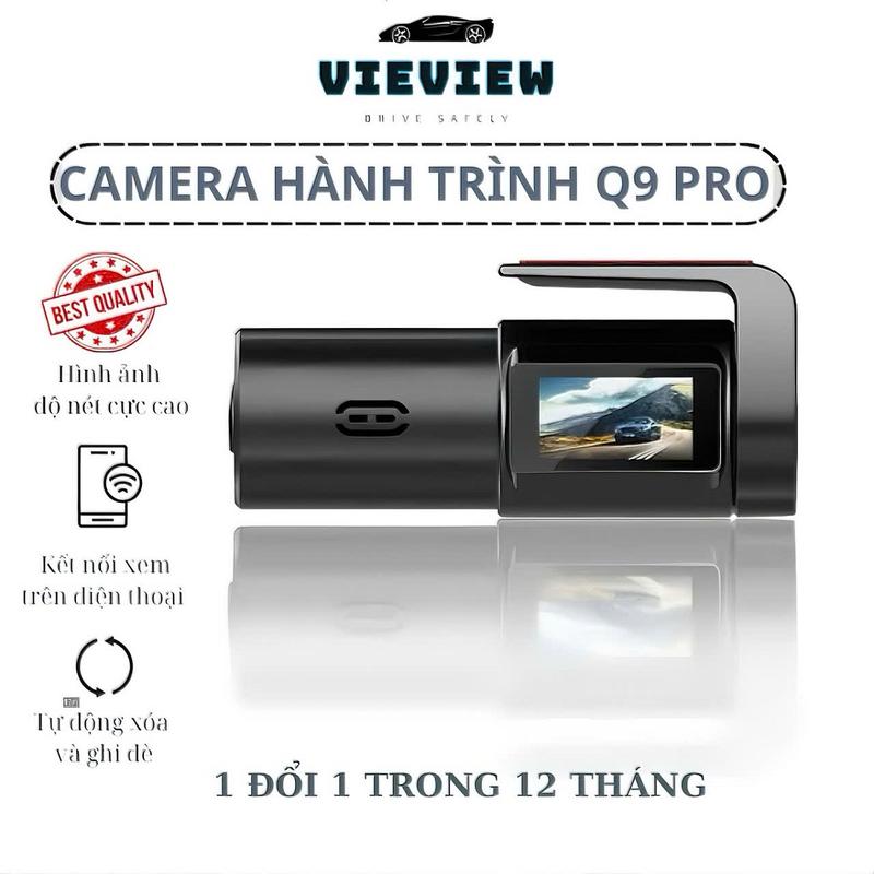 Camera Hành Trình Ô Tô Ghi Hình Siêu Nét Nhỏ Gọn VieView Q9 Pro, Nguồn USB, Mắt Cam Xoay Tròn, Bảo Hành 12 Tháng