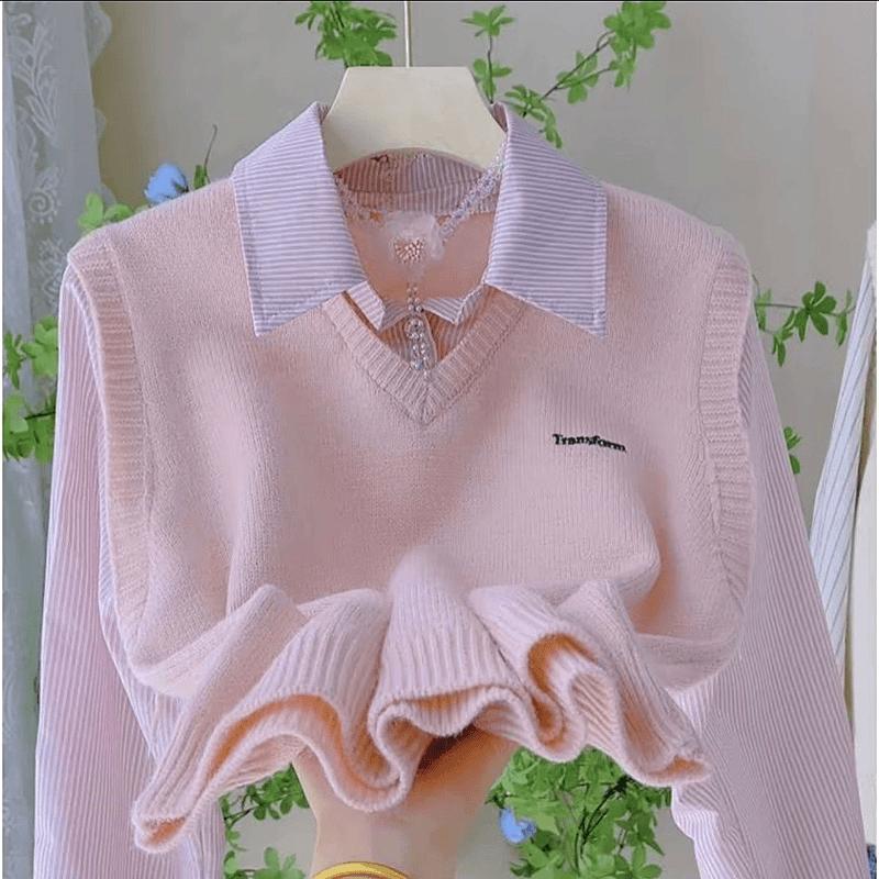 Áo Len Vest, Phong Cách Hàn Quốc, Dành Cho Nữ, Thiết Kế Độc Đáo Hàng Mới Về Mùa Xuân Và Mùa Thu 2025, Thanh Lịch Và Hoang Dã, Áo Không Tay 5