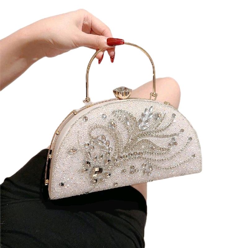 Túi Xách Nữ Đeo Chéo Women Bag Clutch Cầm Tay Cốp Đi Tiệc Quai Kiềng Họa Tiết Đính Đá Đuôi Con Công BingBling Màu Đen Kèm Dây Xích Size 26 Phù Hợp Làm Sui Sang Trọng Kem Nhung tuixach ditiec Đinh Hoa tui tang tui cop tú i kim trung