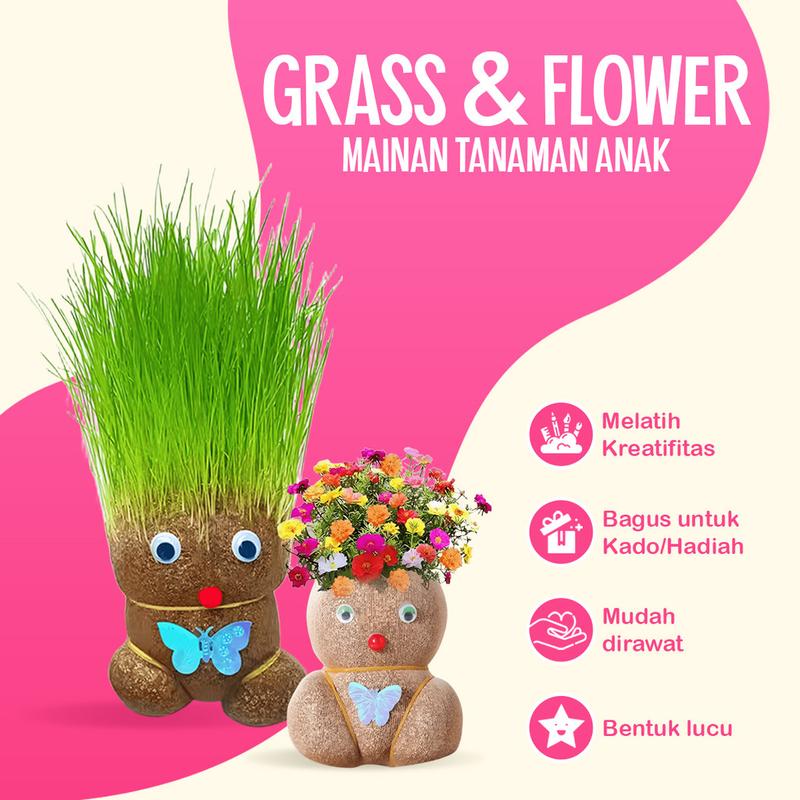 Boneka Rumput Kepala Dekorasi Meja Mainan Boneka Rumput Flower Dekorasi ...