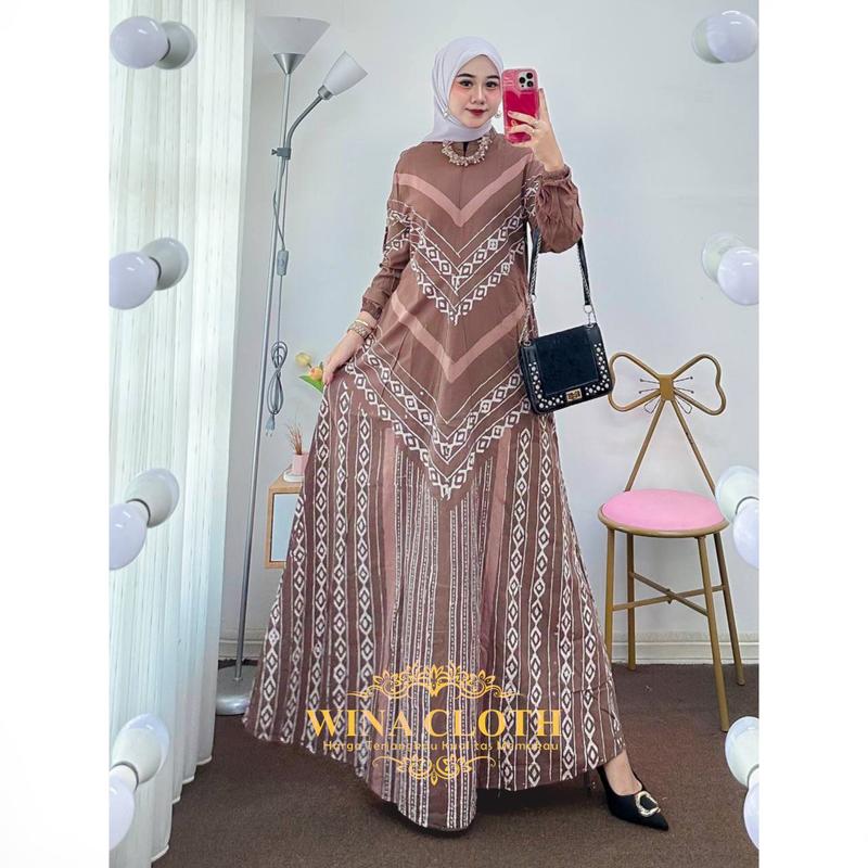 Product Introduction of WINA CLOTH - Gamis Batik Twill Rayon JUMBO Terbaru Terlaris Kasual Pesta Mewah Elegan Queen Milo L XL XXL XXXL 21