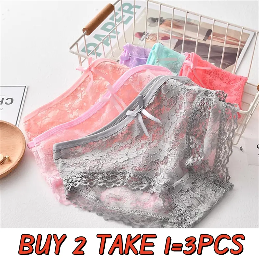Quần Lót Ren, Cạp Thấp, Đồ Lót Thoải Mái Và Mềm Mại, Quần Sịp Cạp Thấp Đồ Lót Hoa Hợp Xu hướng Mua 2 Lấy 1, Bao Gồm 3 CÁI
