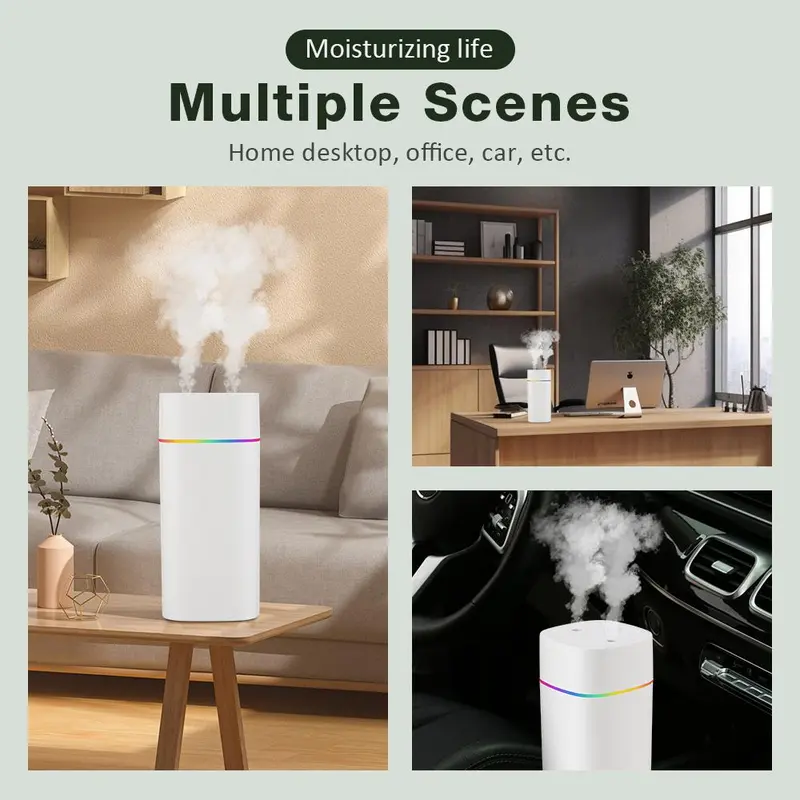 600ML Double Nozzle Aroma Humidifier, USB Powered Air Humidifier with Colorful Atmosphere Light, Portable Air Humidifier for Home Office Car 4
