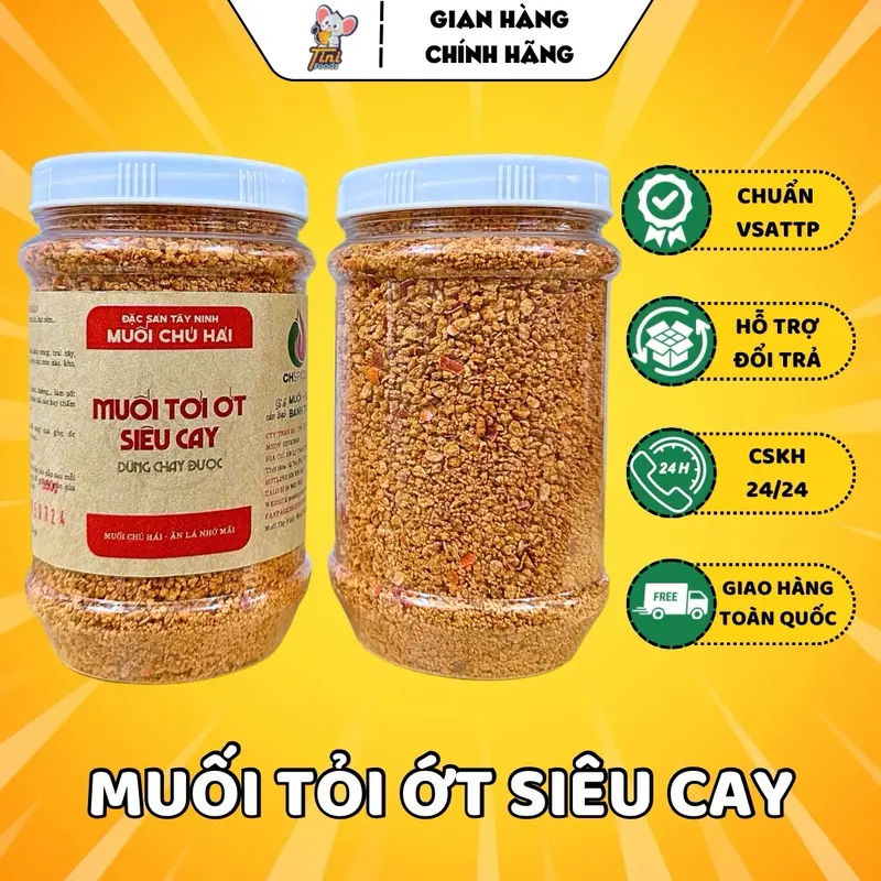 350G MUỐI TỎI ỚT SIÊU CAY Chú Hải - Đặc Sản Tây Ninh (Ăn Chay Được) - Size M Gia Vị 0