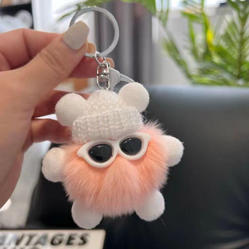 Product Introduction of Imitate Rex Rabbit Fur Little Briquette Elf Car Key Ring During Ins Online Influencer cute Plush Doll Bag Charm 21