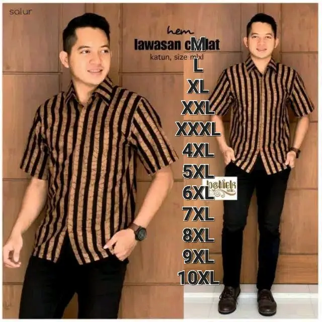 Kemeja Batik Pria Lengan Pendek bahan katun size M L XL XXL XXXL 4XL 5XL 6XL 7XL 8XL 9XL 10XL Katun Katun Seragam Lembut Nyaman