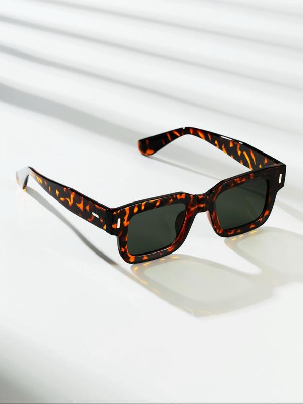 Unisex Vintage Square Frame Sunglasses, Trendy Casual Sunglasses for Everyday Use, Fashion Accessories for Outdoor Activities 8
