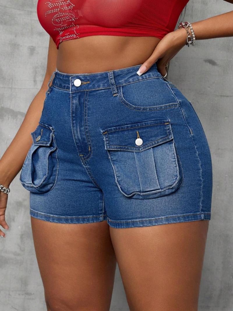 Product Introduction of Women's Denim Shorts, Casual Fashion Pocket Design Shorts for Daily Wear, Ladies Bottoms for Summer 4
