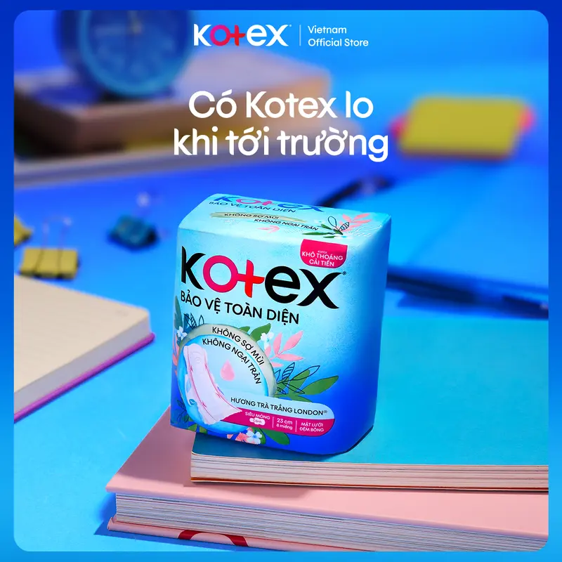 Lốc 4 gói/Combo 12 gói Băng vệ sinh Kotex Hỗ trợ Bảo Vệ 23cm Dày Cánh 20 miếng/ gói 8