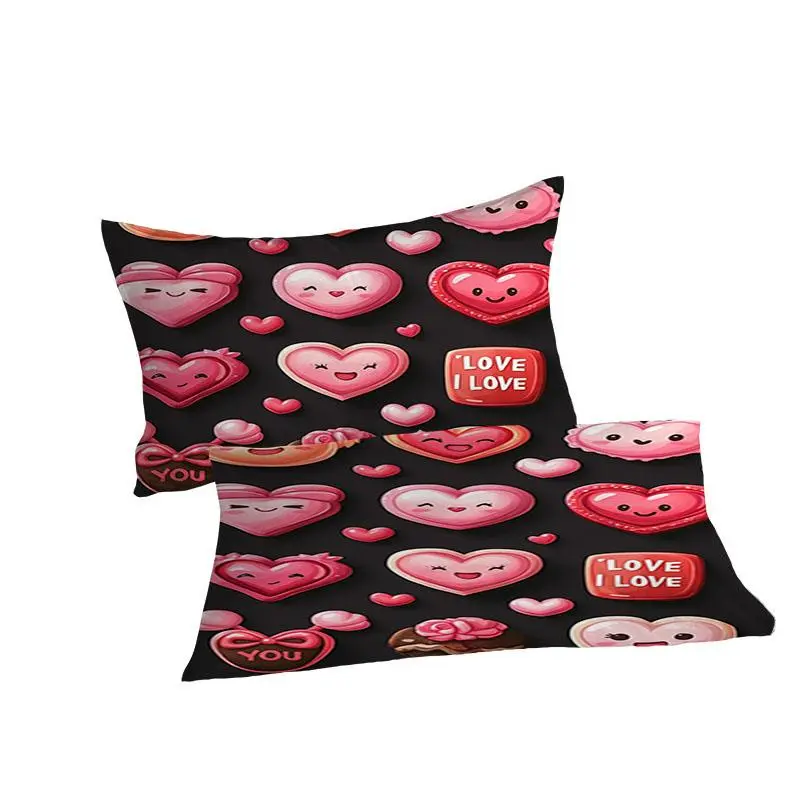 Heart Pattern Bedding Set, 1 Count Duvet Cover  & 2 Counts Pillowcases without Filler, Soft Comfortable Bedding Set for Home Bedroom Dormitory 2
