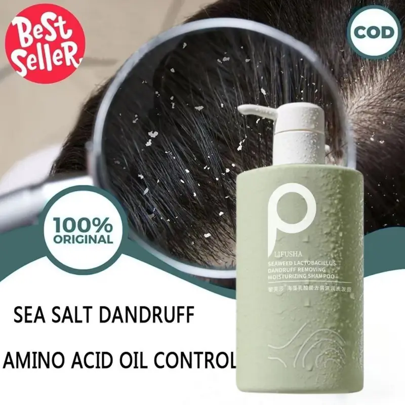 Original Sea Salt Sampo 500ML anti ketombe sampoo ketombe minyak kelapa asli sampo psoriasis sampo pengontrol minyak kulit kepala gatal 3
