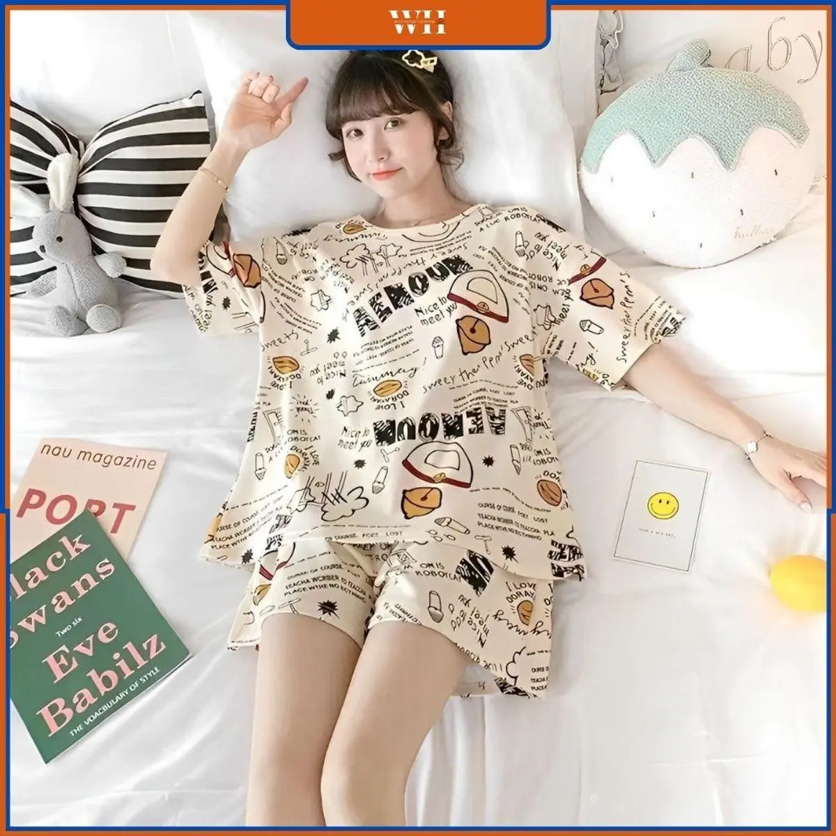 Bộ Đồ Ngủ Nữ Ngắn Tay Mùa Hè Phong Cách Mới, Size Lớn Mỏng Dễ Thương, Quần Short Rộng, Có Thể Mặc Bên Ngoài. "Đang cập nhật mẫu mới"