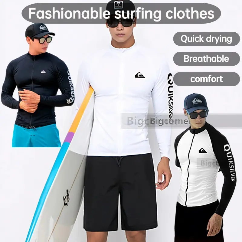 Men's Tight Fitting Surfing Shirt, Comfortable, Quick Drying, Breathable Round Neck Design, Diving Suit