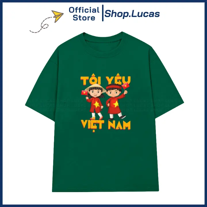 Áo Thun In Chữ Tôi Yêu Việt Nam Áo Nhóm Áo Lớp Đôi Cặp Unisex Nam Nữ Shop.Lucas