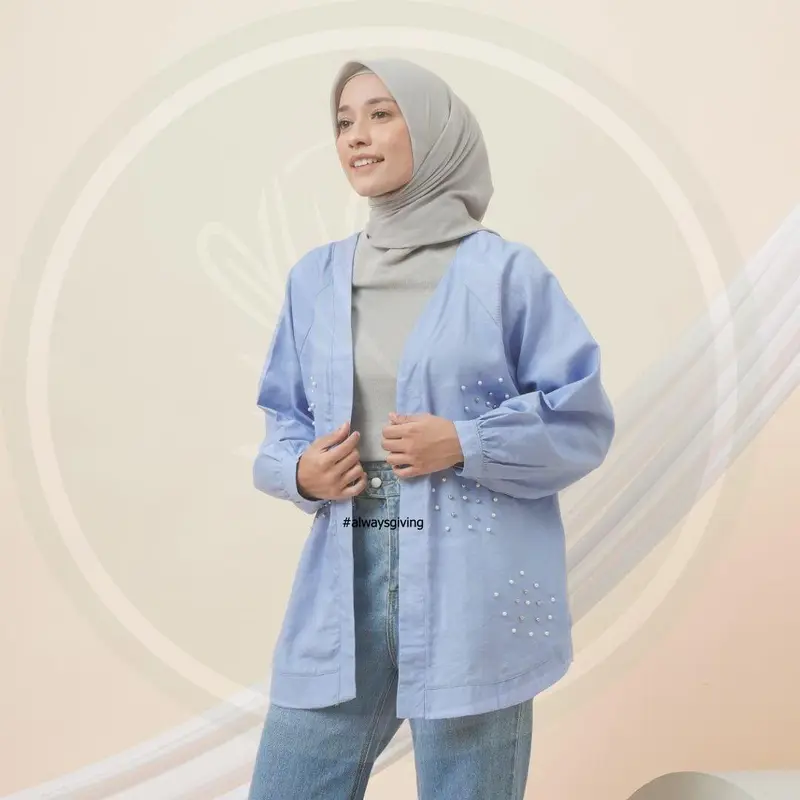 Dalaman Cardigan Panjang Mangset Polos Tangan Panjang Baju Dalaman