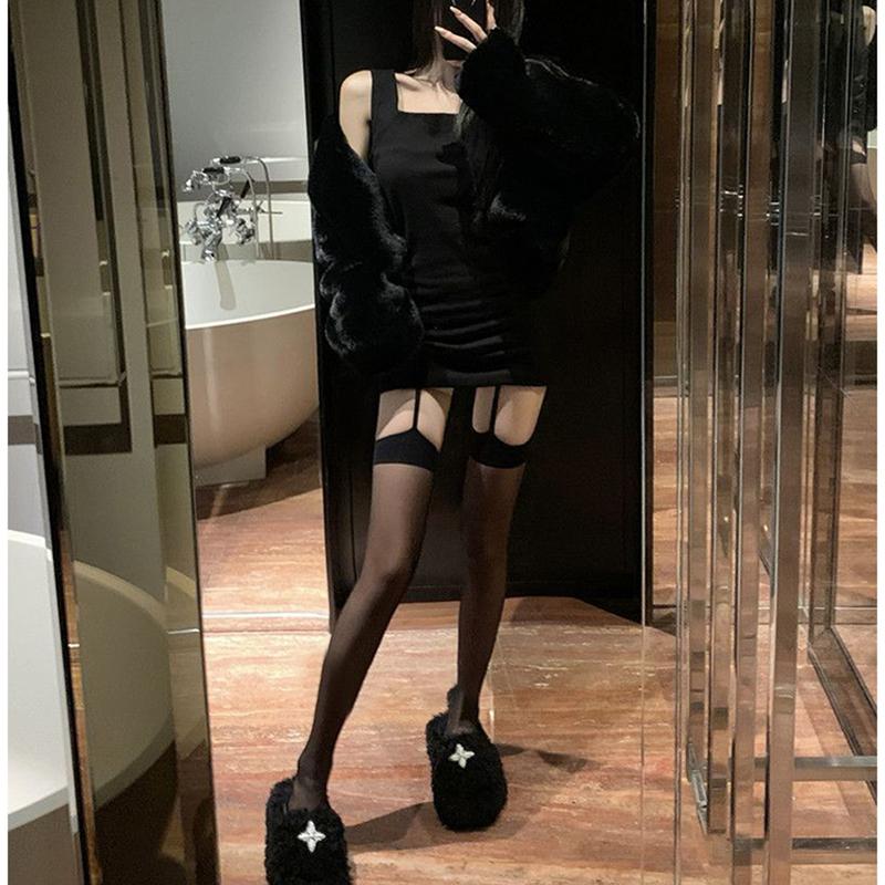 Quần tất lưới xuyên thấu cho nữ Quần tất lưới cao đến đùi Quần tất lưng cao thắt cổ chân 3