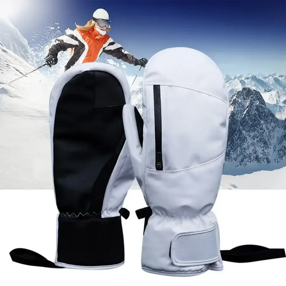 High Quality Winter Skiing Snowboarding Mittens Can Touch Screen Waterproof Thermal Thick Snowmobile Gloves Black White Gray Men Women