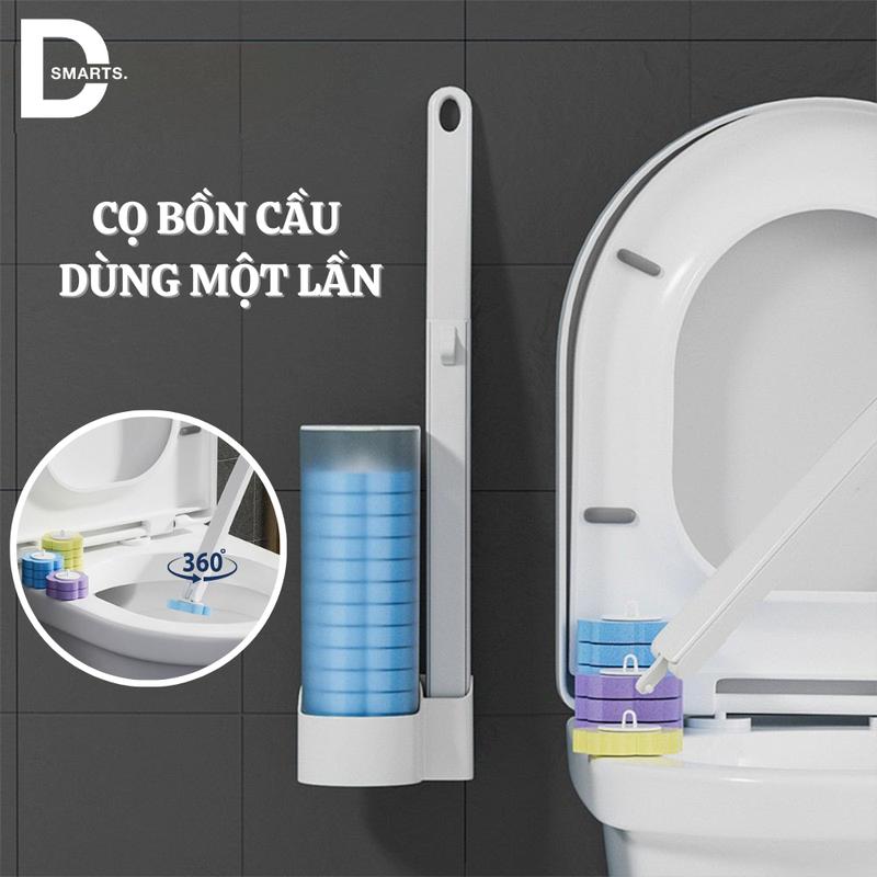 Bộ cọ vệ sinh dùng một lần gắn tường cọ toilet xoay 360 độ thế hệ mới có đầu thay thế.