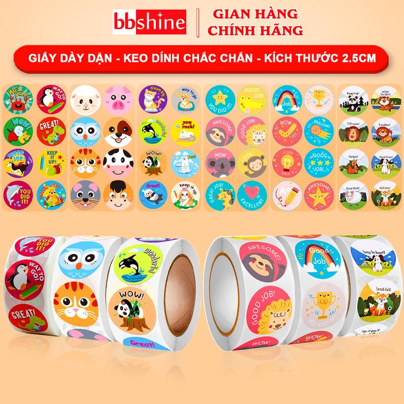  Sticker Khen Thưởng Khích Lệ Việc Học Tập Cho Bé Nhiều Hoạ Tiết Đáng Yêu  Cuộn 500 Sticker  BBShine – ST010 