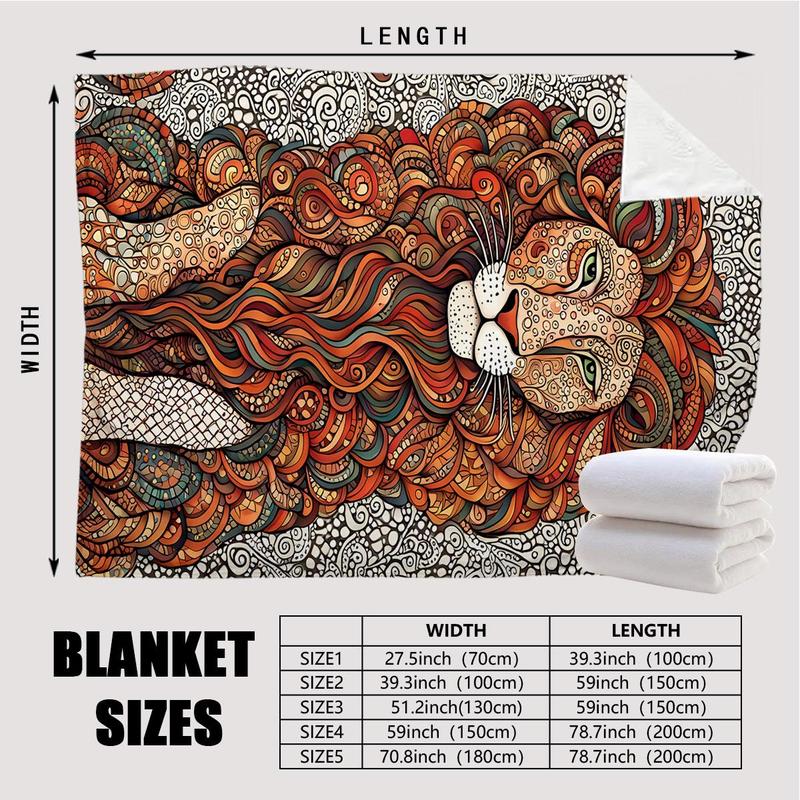 Product Introduction of Lion Pattern Throw Blanket, 1 Count Soft Comfortable Throw, Air-conditioned Room Blanket, Warm Nap Blanket for Home Office, Gift for Friends and Family 8