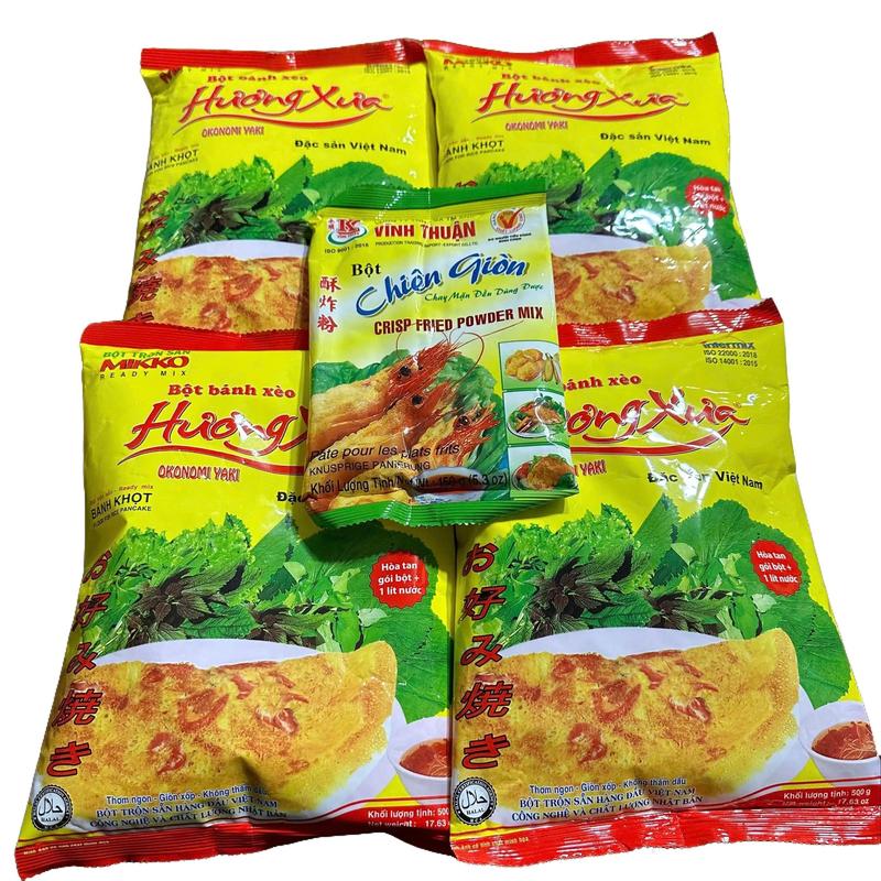 4 bịch Bột Bánh Xèo Hương Xưa túi 500g x4 + 1 bịch Bột Chiên Giòn bot  mi