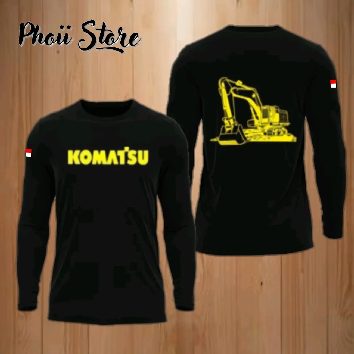 Kaos Lengan Panjang Alat Berat Komatsu Excavator