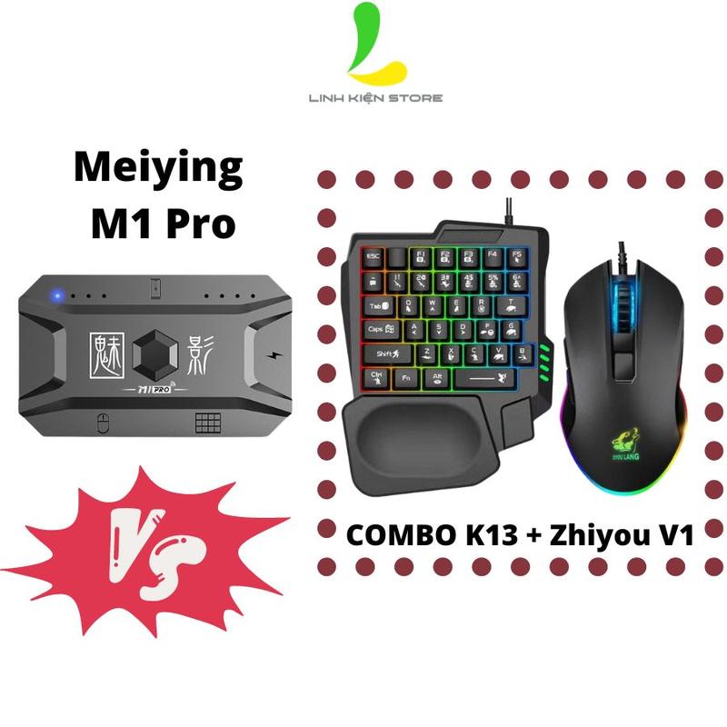  Combo bộ chuyển đổi chơi game M1 Pro và bàn phím một tay K13 và chuột V1 Zhiyoulang - Phụ kiện gaming hỗ trợ điện thoại hệ điều hành Android IOSS 