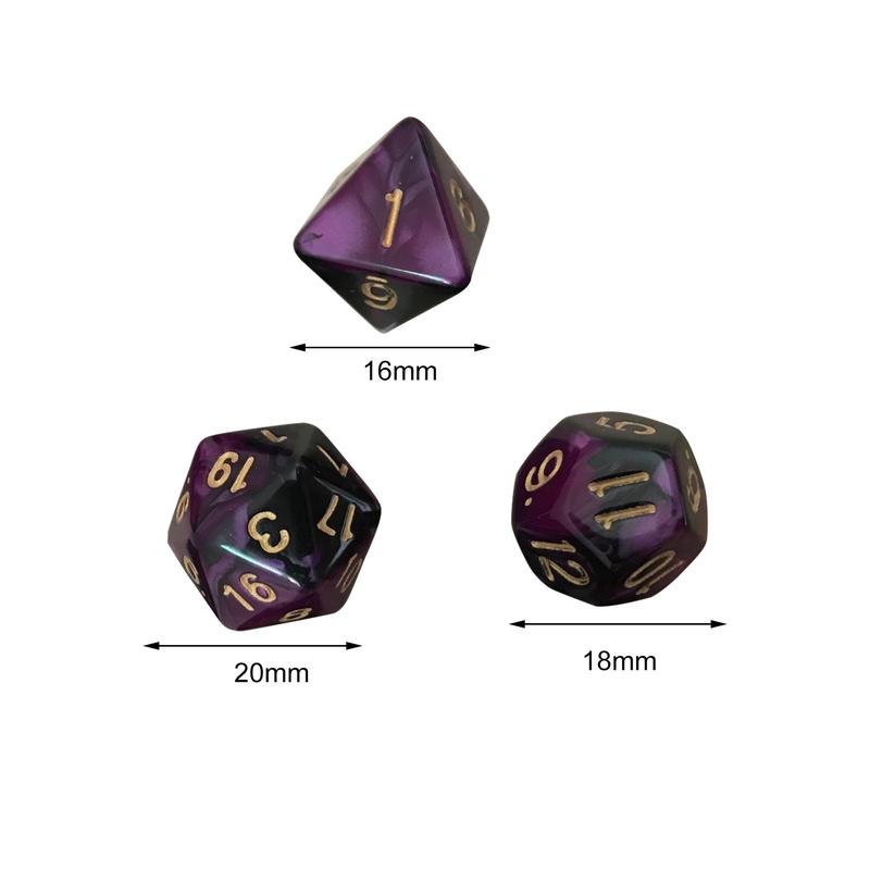 Product Introduction of 7Pcs/Set Polyhedral Dice Logic Ability Burrs-free Vibrant Color Double-Colors Polyhedral Game Dice for RPG Dungeons 0