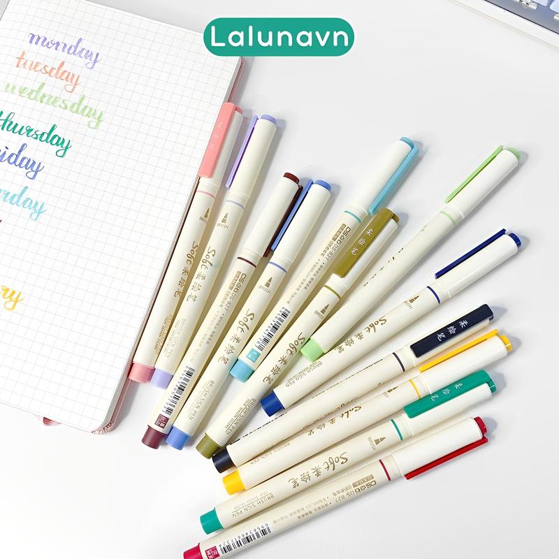 Product Introduction of Combo 12 Bút Brush Soft Màu Pastel/Cơ Bản Viết Calligraphy Tiêu Đề Trang Trí Sổ Bullet Journal Lalunavn - A71 1