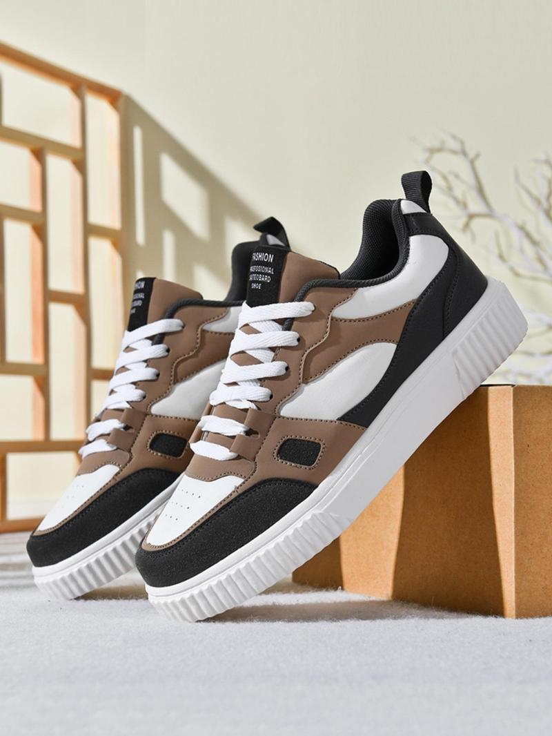 Product Introduction of Men's Fashionable Lace Up Low Top Sneakers, Casual Breathable Lightweight Sports Running Shoes, Male All-match Round Toe Shoes for Daily Wear 7