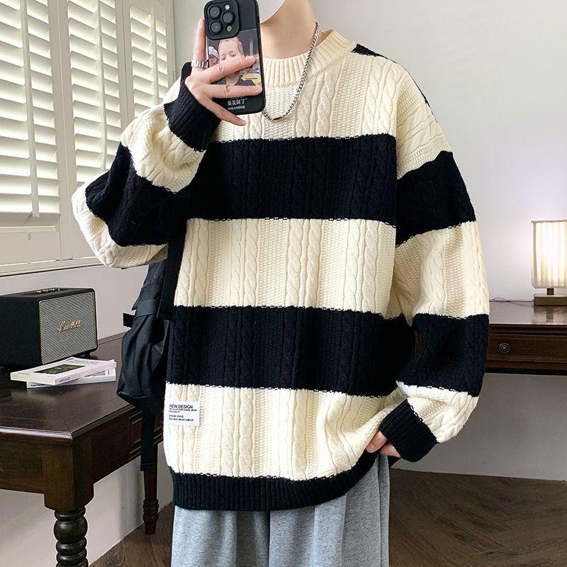 Áo Len Dệt Kim, Mềm Mại Và Mềm Mại, Chất Liệu Cashmere, Cổ Tròn, Thích Hợp Cho Mùa Đông, Thời Trang Trẻ Trung Mới, Dáng Rộng Vừa Vặn, Lý Tưởng Cho Học Sinh, Áo Len Giữ Nhiệt, Dành Cho Nam Giới 1