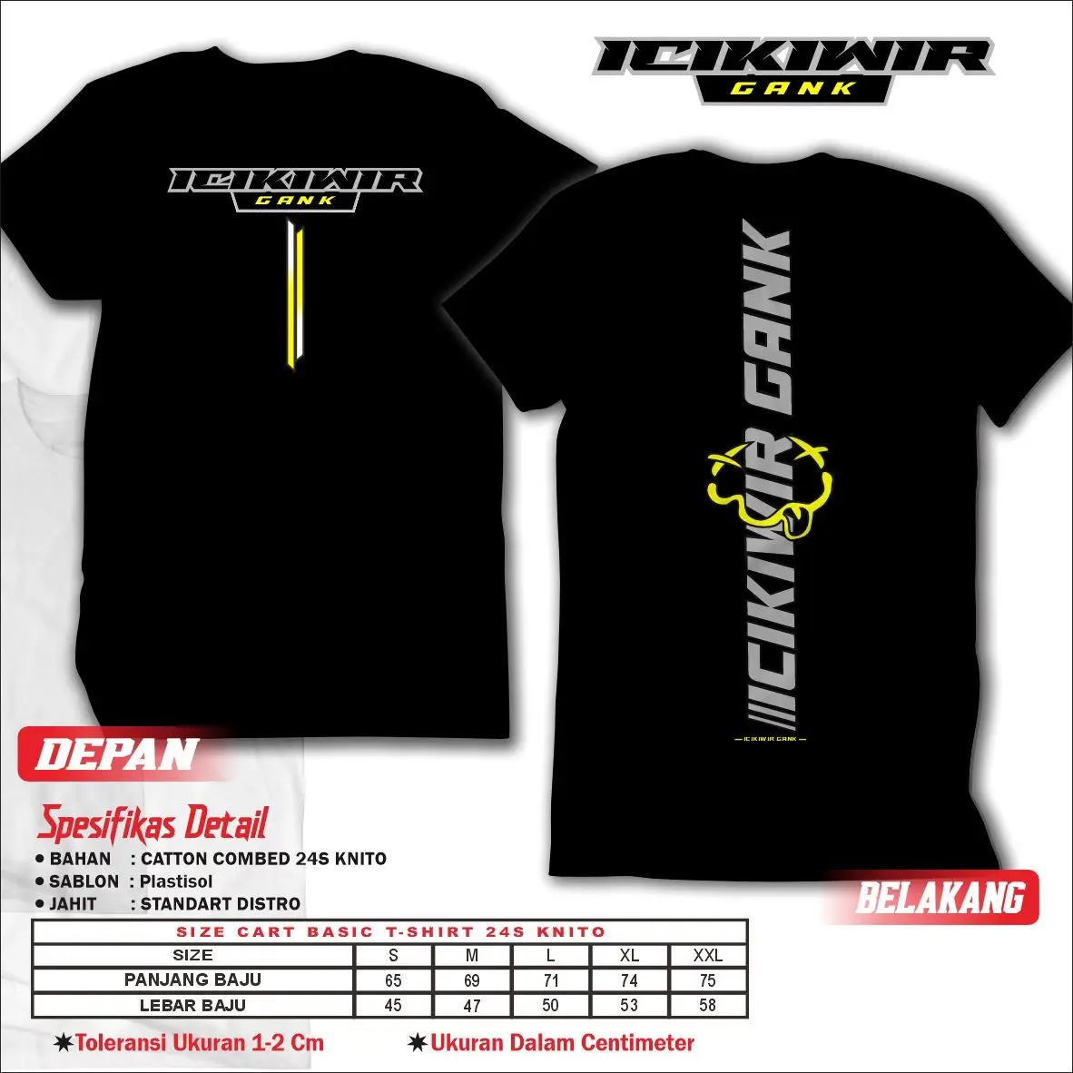 KAOS ICIKIWIR GANK KAOS CB 100% katun Combed