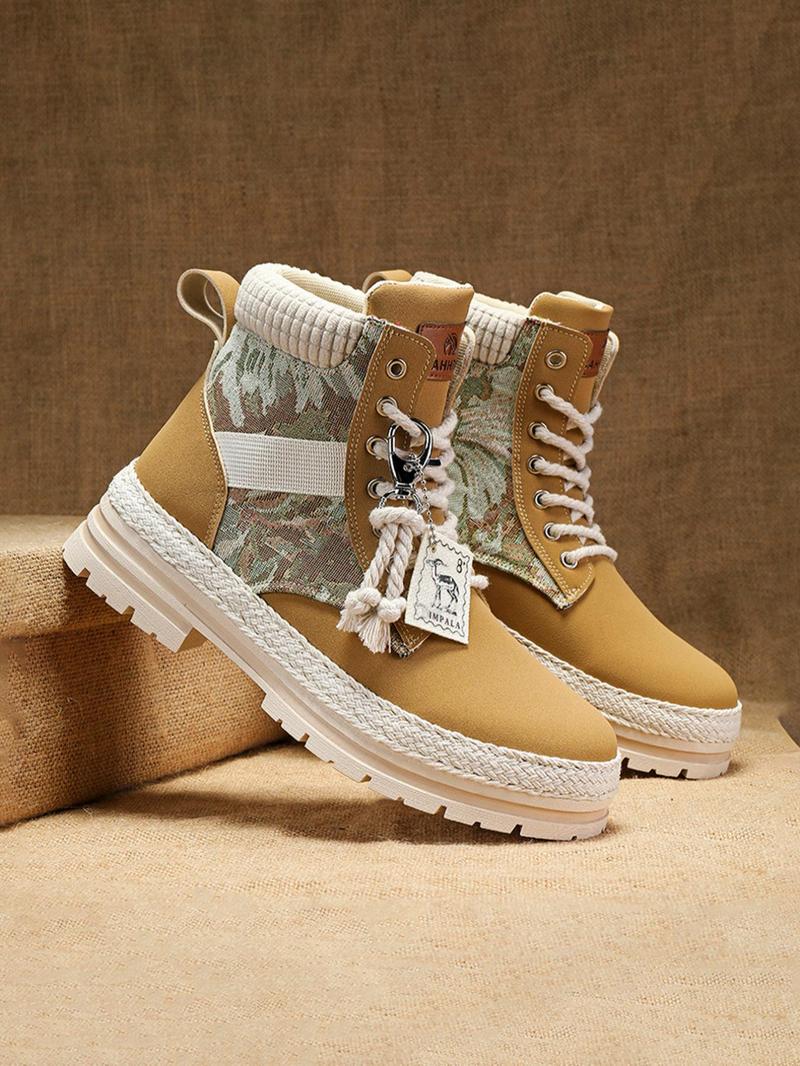 Product Introduction of Unisex's Fashionable Patchwork Design Lace Up Hiking Shoes, Casual Sporty Outdoor Shoes for Men & Women, Breathable Comfortable Sports Shoes for Daily Wear 7