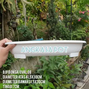 Pot bunga BONSAI OVAL OV 08 BJP Budi Jaya Motif batu alam Pot Ceper