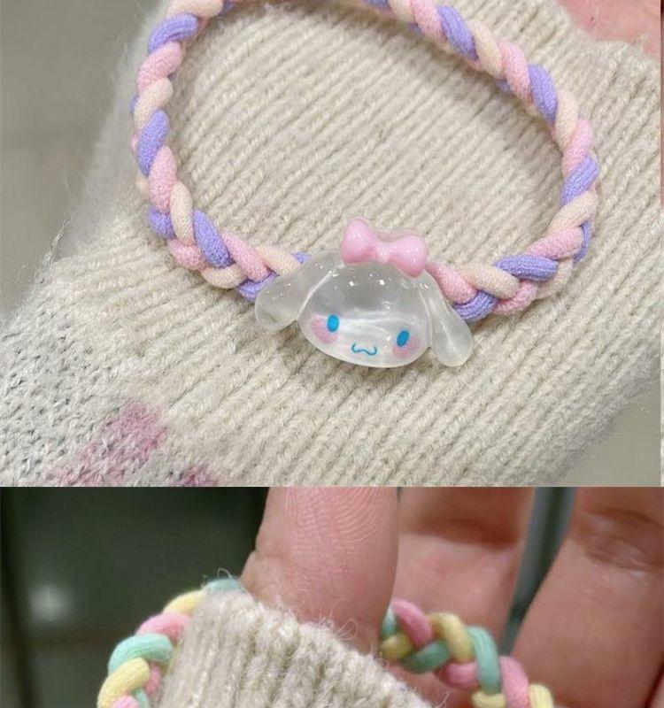 Product Introduction of New Cute Sanrio Hair Tie Elastic Band Ins Style Braided High Elasticity Hair Ring Hair Rope Mori Style New Ponytail Holder 6