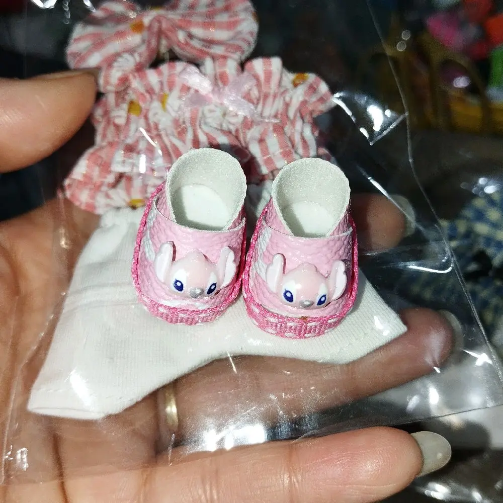 set bộ quần áo quây + nơ cài tóc + dép ngẫu nhiên size búp bê 5ink