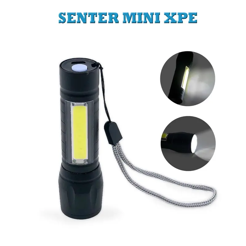 Senter Mini (PACK DUS) XPE COB Led Zoom SWAT Plastik Police Light Recharge 3 Mode Baterai Lampu Charger 0