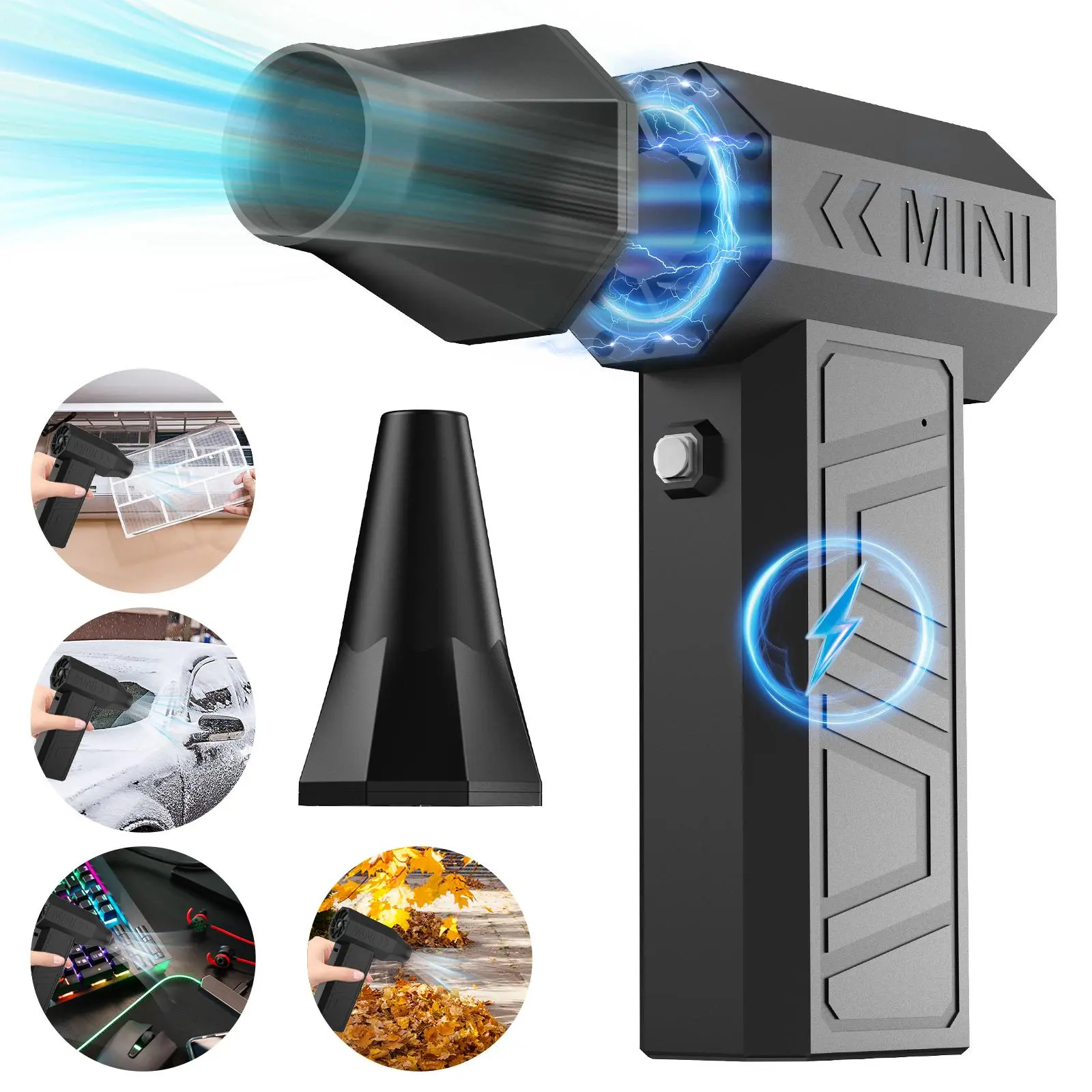 Portable Handheld Fan, USB Rechargeable Powerful Wind Speed Adjustable Fan, Compact Design Extremely Powerful Turbo Fan for Camping, Hiking, Travel, Portable Mini Fan