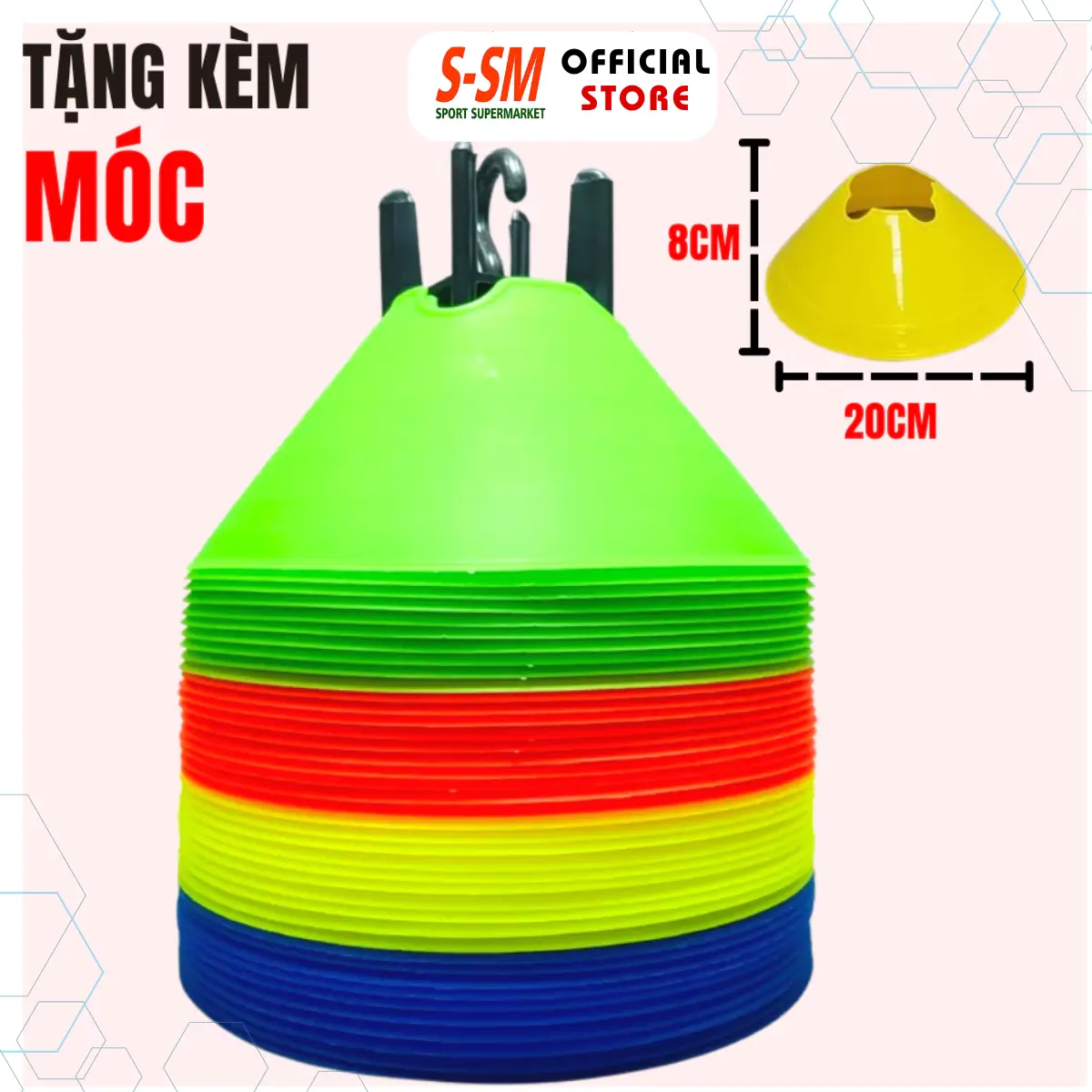 Combo 10 Nấm Lùn Chiến Thuật Bóng Đá Chiều Cao 8cm,Cone Tập Luyện Cao Cấp, Nấm Maker Đá Banh