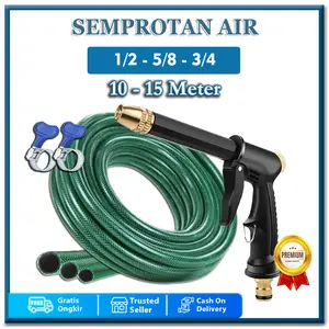 PAKET KEPALA JET SPRAY SEMPROTAN SELANG AIR HIJAU ANTI LUMUT 10 15 METER ALAT SEMPROTAN TAMAN CUCI KENDARAAN cod