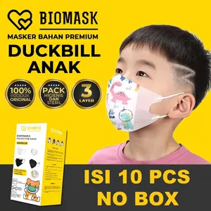 BIOMASK - Masker Duckbill Anak Motif Lucu 3 Ply -10 Pcs BISA PILIH Cewe / Cowo Ya Model KN95 Melindungi Dengan Nyaman - 10 Pcs Non - Medis